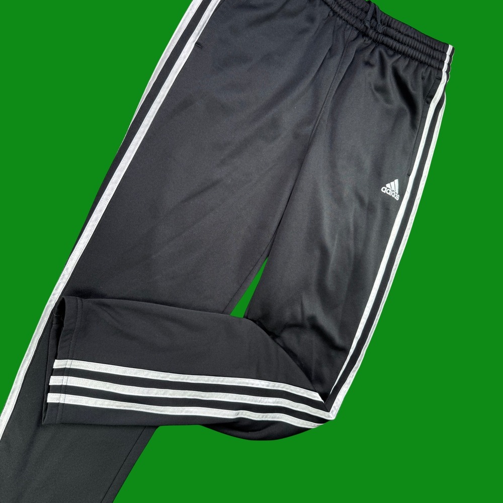 Adidas 3-Stripes Fleece Track Pants Youth XL Black White Athletic Sweatpants